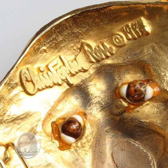 Christopher Ross Lion Head Belt Buckle Large 7in L 24kt Gold Plate SATC Vintage